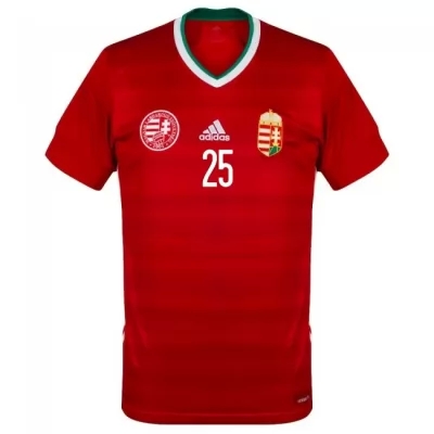 Femme Équipe de Hongrie de football Maillot Janos Hahn #25 Tenues Domicile Rouge 2021