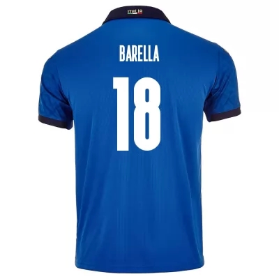 Femme Équipe d'Italie de football Maillot Nicolo Barella #18 Tenues Domicile Bleu 2021