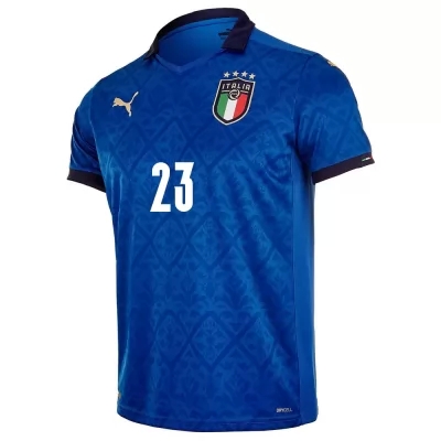 Femme Équipe d'Italie de football Maillot Alessandro Bastoni #23 Tenues Domicile Bleu 2021