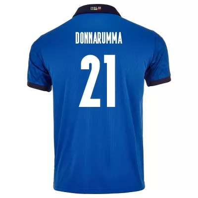 Femme Équipe d'Italie de football Maillot Gianluigi Donnarumma #21 Tenues Domicile Bleu 2021