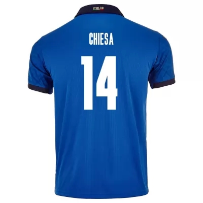 Homme Équipe d'Italie de football Maillot Federico Chiesa #14 Tenues Domicile Bleu 2021