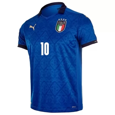 Femme Équipe d'Italie de football Maillot Lorenzo Insigne #10 Tenues Domicile Bleu 2021