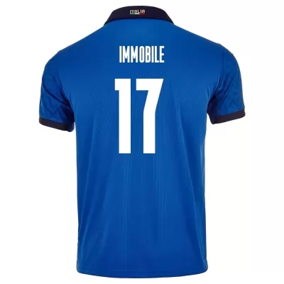 Femme Équipe d'Italie de football Maillot Ciro Immobile #17 Tenues Domicile Bleu 2021