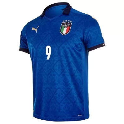 Femme Équipe d'Italie de football Maillot Andrea Belotti #9 Tenues Domicile Bleu 2021