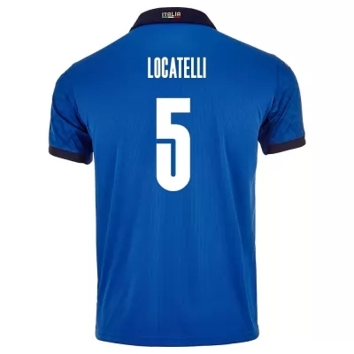 Femme Équipe d'Italie de football Maillot Manuel Locatelli #5 Tenues Domicile Bleu 2021
