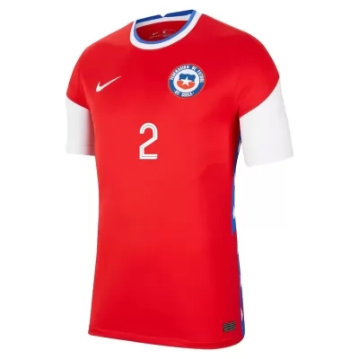 Femme Équipe du Chili de football Maillot Eugenio Mena #2 Tenues Domicile Rouge 2021