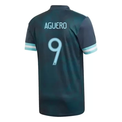 Femme Équipe d'Argentine de football Maillot Sergio Aguero #9 Tenues Extérieur Bleu Foncé 2021