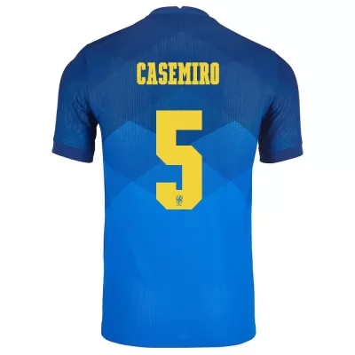 Homme Équipe du Brésil de football Maillot Casemiro #5 Tenues Extérieur Bleu 2021