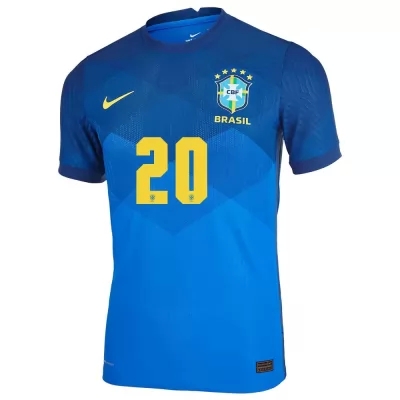 Homme Équipe Du Brésil De Football Maillot Roberto Firmino #20 Tenues Extérieur Bleu 2021