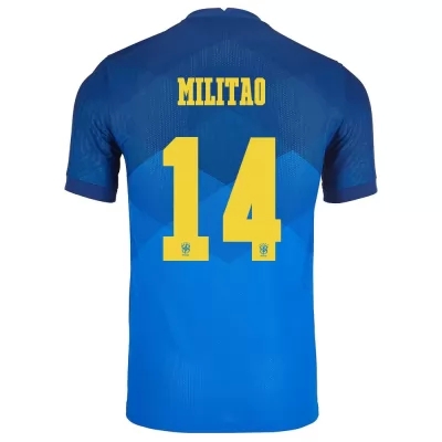 Enfant Équipe du Brésil de football Maillot Eder Militao #14 Tenues Extérieur Bleu 2021