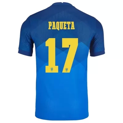 Homme Équipe du Brésil de football Maillot Lucas Paqueta #17 Tenues Extérieur Bleu 2021
