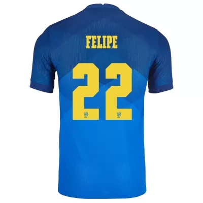 Homme Équipe du Brésil de football Maillot Felipe #22 Tenues Extérieur Bleu 2021