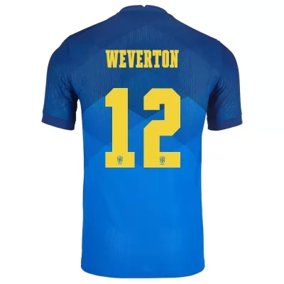 Femme Équipe du Brésil de football Maillot Weverton #12 Tenues Extérieur Bleu 2021