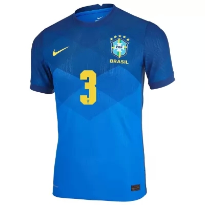 Homme Équipe Du Brésil De Football Maillot Thiago Silva #3 Tenues Extérieur Bleu 2021