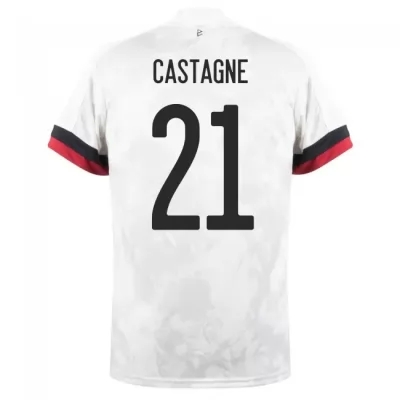 Femme Équipe de Belgique de football Maillot Timothy Castagne #21 Tenues Extérieur Blanc Noir 2021