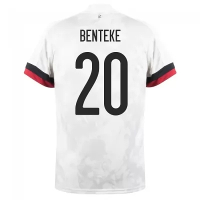 Femme Équipe de Belgique de football Maillot Christian Benteke #20 Tenues Extérieur Blanc Noir 2021