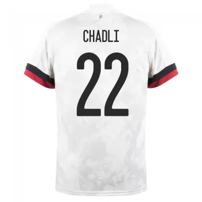 Femme Équipe de Belgique de football Maillot Nacer Chadli #22 Tenues Extérieur Blanc Noir 2021