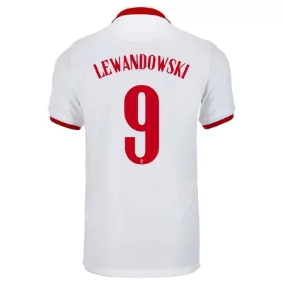 Femme Équipe de Pologne de football Maillot Robert Lewandowski #9 Tenues Extérieur Blanc 2021