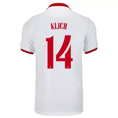 Femme Équipe de Pologne de football Maillot Mateusz Klich #14 Tenues Extérieur Blanc 2021