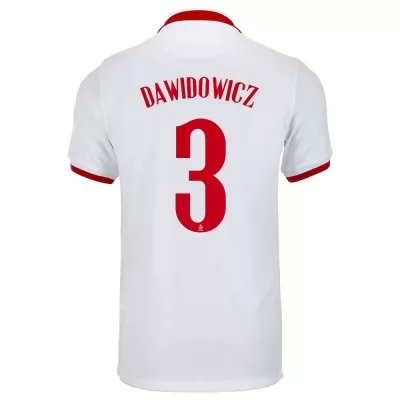 Femme Équipe de Pologne de football Maillot Pawel Dawidowicz #3 Tenues Extérieur Blanc 2021