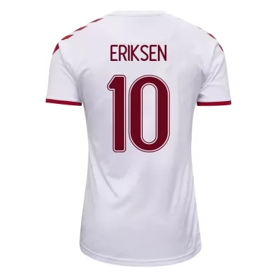 Femme Équipe du Danemark de football Maillot Christian Eriksen #10 Tenues Extérieur Blanc 2021