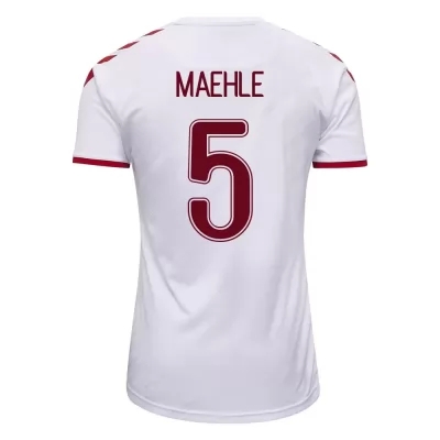 Femme Équipe du Danemark de football Maillot Joakim Maehle #5 Tenues Extérieur Blanc 2021