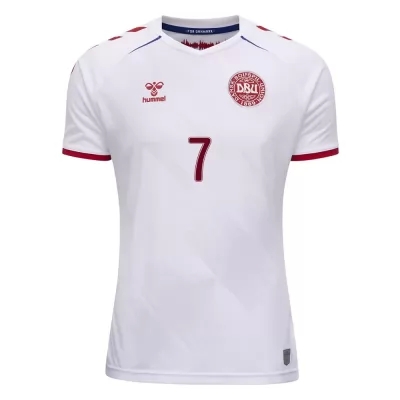 Femme Équipe du Danemark de football Maillot Robert Skov #7 Tenues Extérieur Blanc 2021