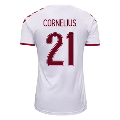 Femme Équipe du Danemark de football Maillot Andreas Cornelius #21 Tenues Extérieur Blanc 2021
