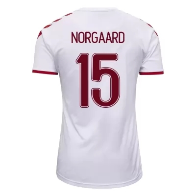 Femme Équipe du Danemark de football Maillot Christian Norgaard #15 Tenues Extérieur Blanc 2021