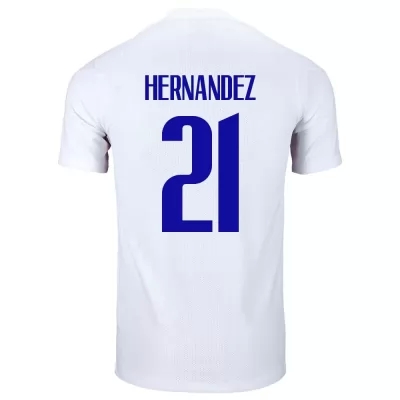 Femme Équipe de France de football Maillot Lucas Hernandez #21 Tenues Extérieur Blanc 2021