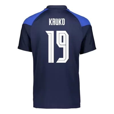 Femme Équipe de Finlande de football Maillot Joni Kauko #19 Tenues Extérieur Bleu Foncé 2021