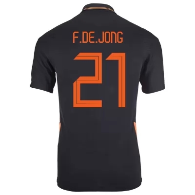 Homme Équipe des Pays-Bas de football Maillot Frenkie de Jong #21 Tenues Extérieur Noir 2021
