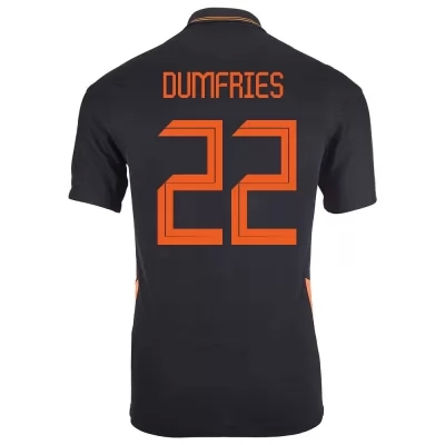 Homme Équipe des Pays-Bas de football Maillot Denzel Dumfries #22 Tenues Extérieur Noir 2021