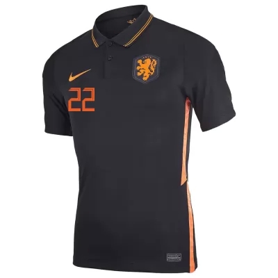 Femme Équipe des Pays-Bas de football Maillot Denzel Dumfries #22 Tenues Extérieur Noir 2021