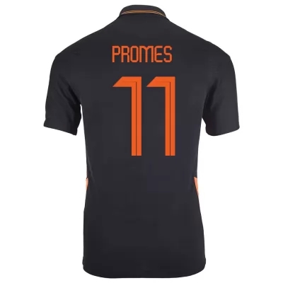 Enfant Équipe des Pays-Bas de football Maillot Quincy Promes #11 Tenues Extérieur Noir 2021
