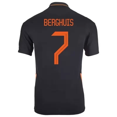 Enfant Équipe des Pays-Bas de football Maillot Steven Berghuis #7 Tenues Extérieur Noir 2021