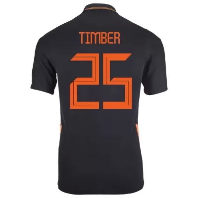 Enfant Équipe des Pays-Bas de football Maillot Jurrien Timber #25 Tenues Extérieur Noir 2021