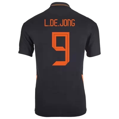Femme Équipe des Pays-Bas de football Maillot Luuk de Jong #9 Tenues Extérieur Noir 2021