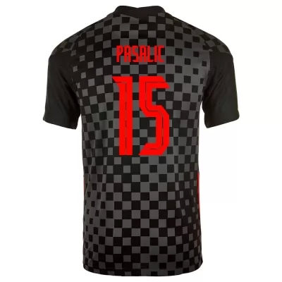 Femme Équipe de Croatie de football Maillot Mario Pasalic #15 Tenues Extérieur Noir Gris 2021