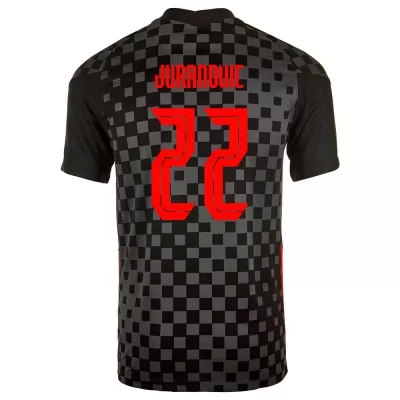 Femme Équipe de Croatie de football Maillot Josip Juranovic #22 Tenues Extérieur Noir Gris 2021