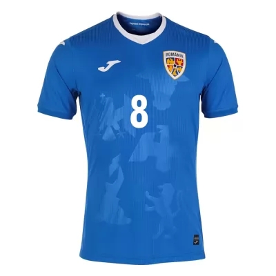 Femme Équipe de Roumanie de football Maillot Alexandru Cicaldau #8 Tenues Extérieur Bleu 2021