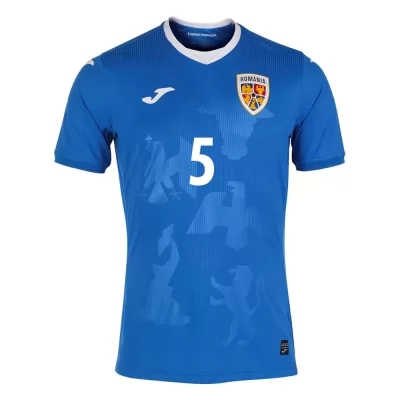 Femme Équipe de Roumanie de football Maillot Ionut Nedelcearu #5 Tenues Extérieur Bleu 2021