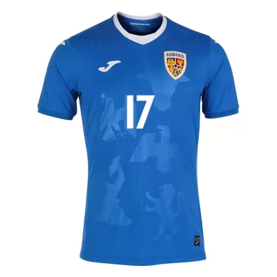 Femme Équipe de Roumanie de football Maillot Alexandru Paun #17 Tenues Extérieur Bleu 2021