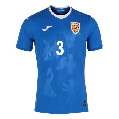 Femme Équipe de Roumanie de football Maillot Cristian Ganea #3 Tenues Extérieur Bleu 2021