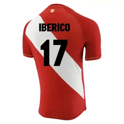 Femme Équipe du Pérou de football Maillot Luis Iberico #17 Tenues Extérieur Rouge Blanc 2021