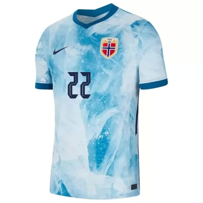 Femme Équipe de Norvège de football Maillot Morten Thorsby #22 Tenues Extérieur Bleu Clair 2021