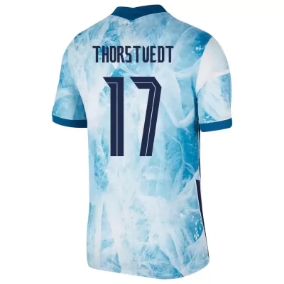 Femme Équipe de Norvège de football Maillot Kristian Thorstvedt #17 Tenues Extérieur Bleu Clair 2021