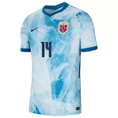 Femme Équipe de Norvège de football Maillot Julian Ryerson #14 Tenues Extérieur Bleu Clair 2021