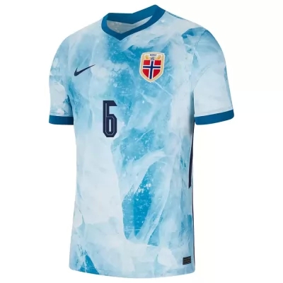 Femme Équipe de Norvège de football Maillot Fredrik Aursnes #6 Tenues Extérieur Bleu Clair 2021