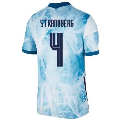 Femme Équipe de Norvège de football Maillot Stefan Strandberg #4 Tenues Extérieur Bleu Clair 2021
